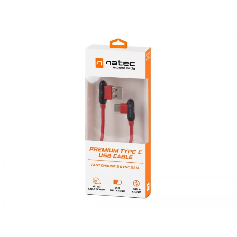USB kabelis NATEC NKA-1201 USB 2.0 1m USB A USB C Melns Sarkans