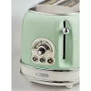 Ariete 155 Design 2 Slice Toaster ar sviestmaižu turētājiem, 6 grauzdēšanas līmeņi, 810 W, nerūsējošā tērauda korpuss, noņemama drupatu paplāte, pasteļzaļš