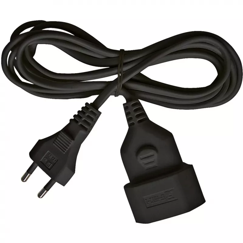 brennenstuhl H03VVH2-F 2x0,75 - Spannungsversorgungs-Verlängerungskabel - IEC 60906-1 (W) bis Eurostecker (M) - 3,0m - Schwarz - Deutschland (1161790)