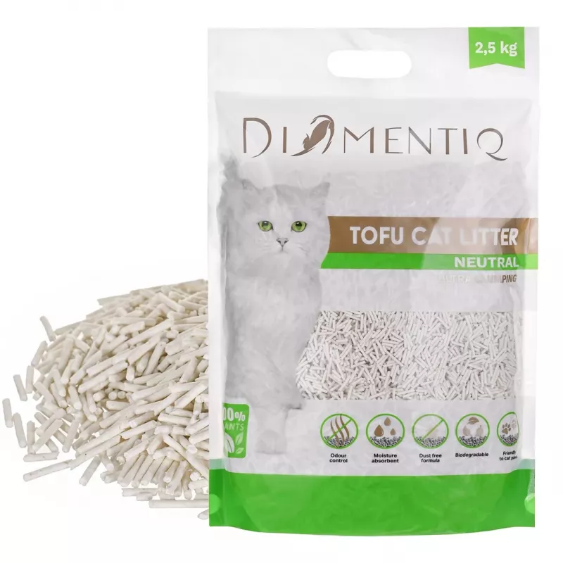 DIAMENTIQ Tofu Neutral Ultra clumping - augu valsts pakaiši - 2.5 kg