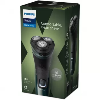 Elektriskais rotācijas skuveklis Philips 3000X sērija X3002/00 – 3 galviņu slapjās un sausās skūšanas bezvadu skuveklis, NiMH akumulators, 40 min darbības laiks