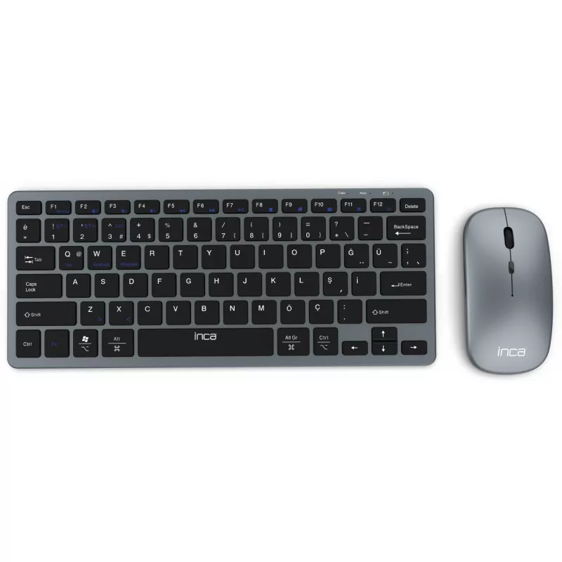 INCA IBK-572BT bezvadu tastatūras un peles komplekts, pelēkā krāsā