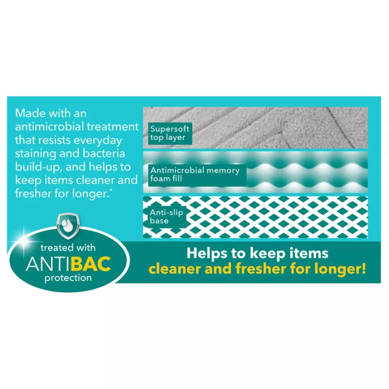 Vannas paklājiņš Beldray LA032647LGRYUFFEU7 Antibac Chevron, atmiņas putas, antibakteriāls, pelēks