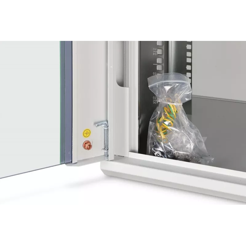 Pie sienas stiprināms 19 collu statīva skapis DIGITUS Dynamic‑N DN-37100, 7U, 600x450 mm (PxG), IP20, gaiši pelēks, neizjaukts