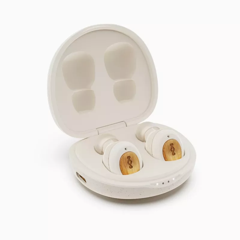 Marley Champion True Wireless austiņas ar iebūvētu mikrofonu, Bluetooth, krēmkrāsas