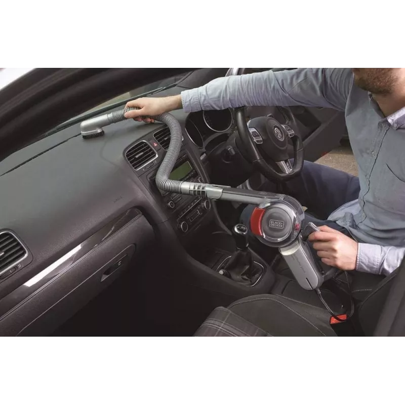 Rokas putekļsūcējs Melns & Decker PV1200AV — sausais mēbeļu tīrītājs, 12 V, 0,44 L, 12,5 W, 5 m vads, pelēks/sarkans