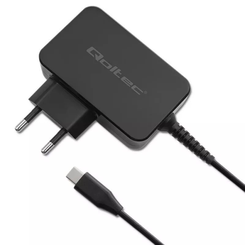 Qoltec 52386 GaN POWER PRO lādētājs | 1xUSB-C | 65W | 5-20V | 3-3.25A | Melns