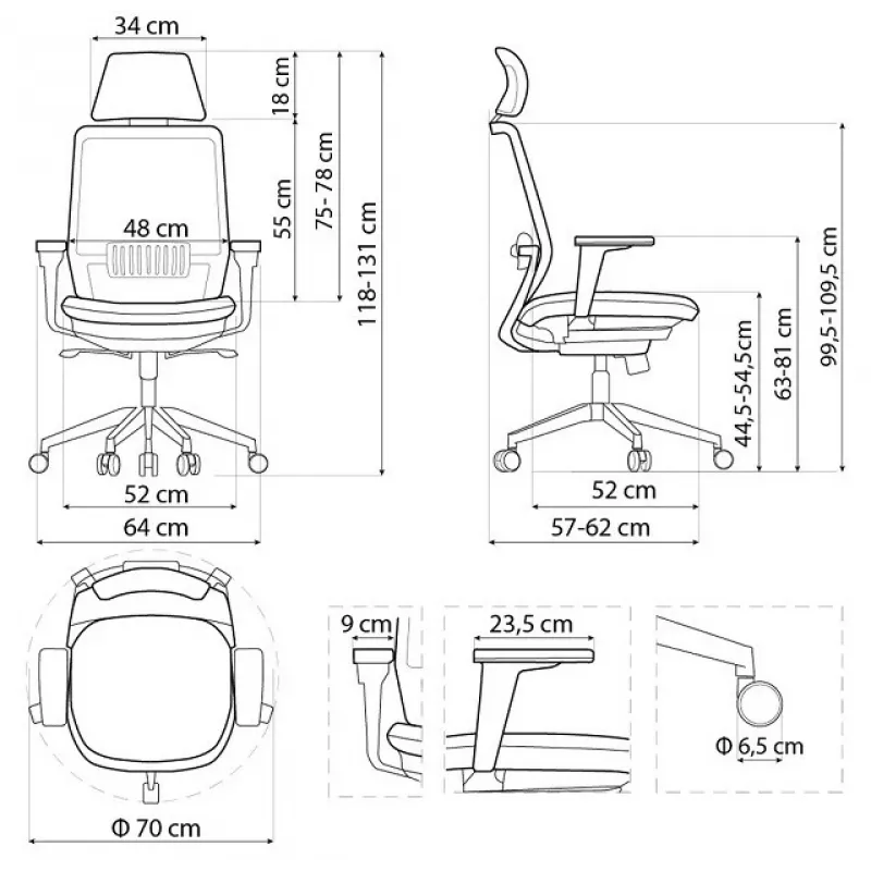 SPECTRUM Ergonomisks biroja krēsls melns