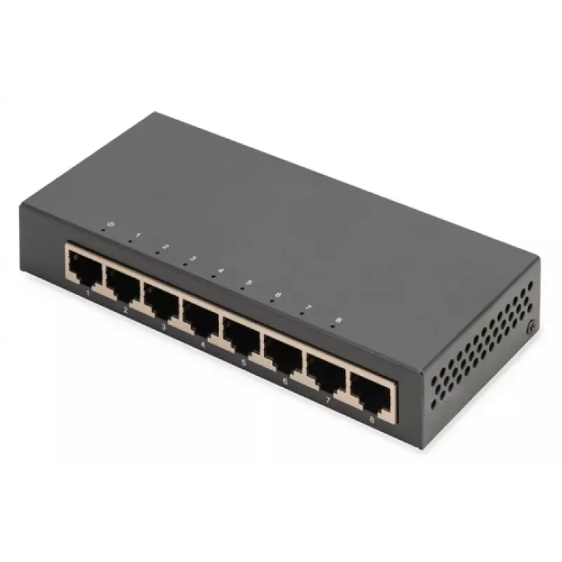 Nepārvaldāms slēdzis Digitus 8-portu Gigabit Ethernet 10/100/1000 metāla korpusā