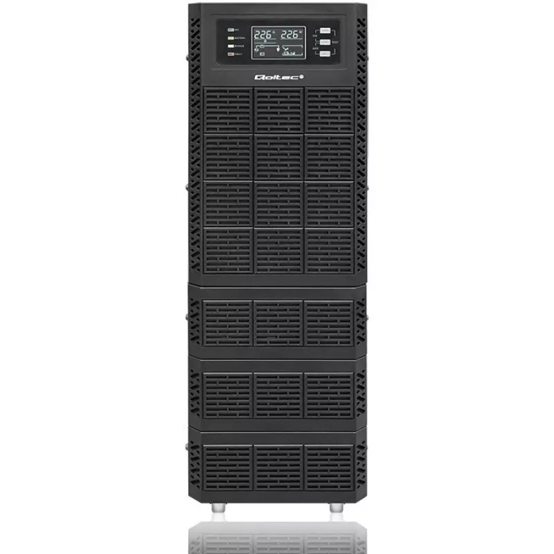 Qoltec 52284 Nepārtrauktās barošanas avots UPS | 10kVA | 10000W | Jaudas koeficients 1.0 | LCD | EPO | USB | On-line