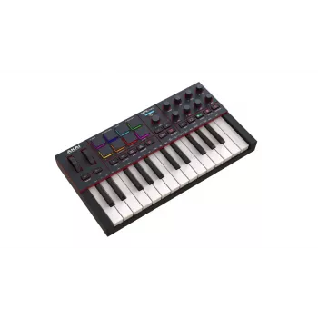 MIDI klaviatūra AKAI MPK MINI 4 Melns — 25 taustiņi, 8 spilventiņi, 8 enkoderi, arpedžators, USB-C, MIDI izeja
