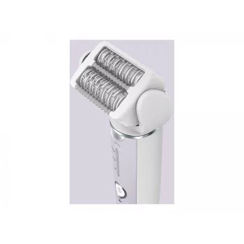 Epilators Panasonic ES-EY30A — 60 pincetes, 3 ātrumi, mitrai un sausai lietošanai, darbināms ar baterijām, balts/violets