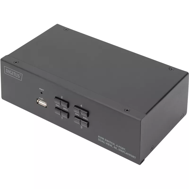DIGITUS KVM slēdzis, 4 porti, divu displeju, 4K, DisplayPort®