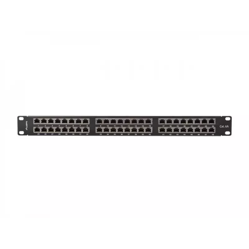 PATCH PANEL 48 PORT 1U 19 CAT6A FTP EKRANĒTS MELNS LANBERG