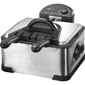 Fritēze CLATRONIC FR 3195 — dubultā 4 L, 2000 W, nerūsējošais tērauds, melna