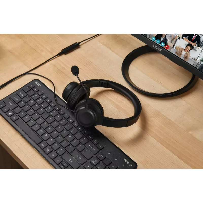 Vadu biroja austiņas Acer AHW154 — stereo, 3,5 mm ligzda, izturīgs dizains