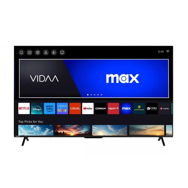 TV Toshiba 65UV2463DG 65 collas (165,1 cm) 4K Ultra HD DLED viedais televizors, 3840×2160, VIDAA, Wi‑Fi, 300 cd/m², melns