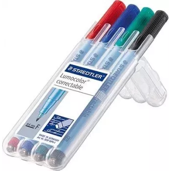 Marķieris Staedtler Lumocolor correctable 305 4 gab. Zaļš Melns Zils Sarkans