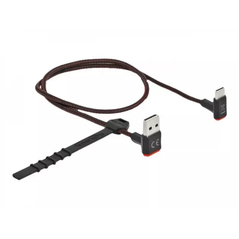 USB kabelis DeLOCK EASY-USB 2.0 Type-A spraudnis → Type-C vīrišķais leņķveida 0,5 m melns