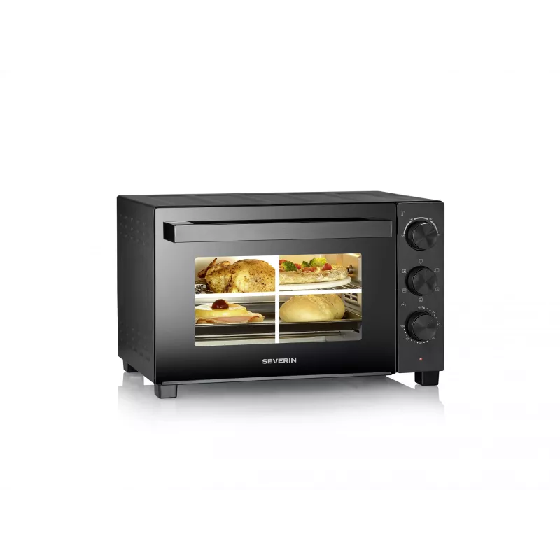 Mini cepeškrāsns SEVERIN TO 2075 — 30 L ietilpība, 1600 W, brīvstāvoša, melna, grila funkcija