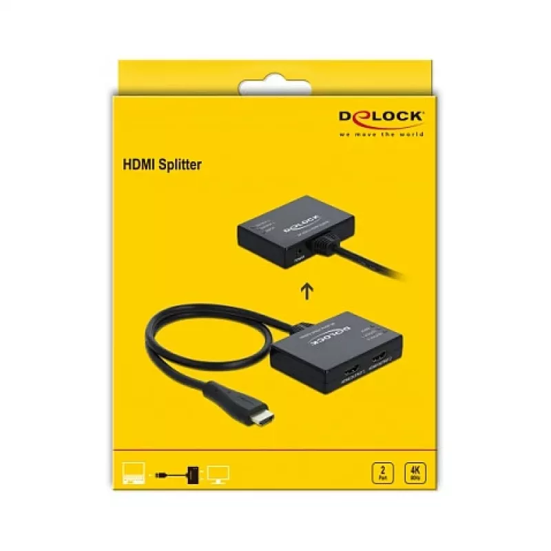 DELOCK HDMI sadalītājs 1 x HDMI ieeja > 2 x HDMI izejas 4K 60 Hz