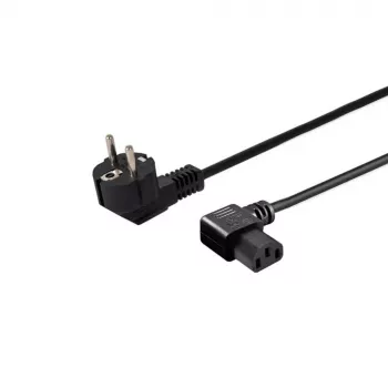 Strāvas kabelis SAVIO CL-116 — 1,8 m, melns, leņķveida strāvas spraudnis Tips C uz leņķveida IEC C13, 3-dzīslu 0,5 mm²