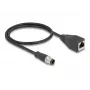 DeLOCK M12 adaptera kabelis D‑kodēts 4 kontaktu vīrišķais uz RJ45 sievišķo 50 cm