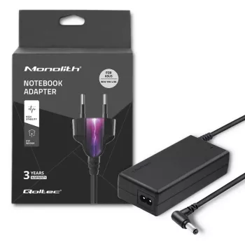 Qoltec 50075.90W Barošanas adapteris ASUS | 90W | 19V | 4,9A | 5,5*2,5 | + strāvas kabelis