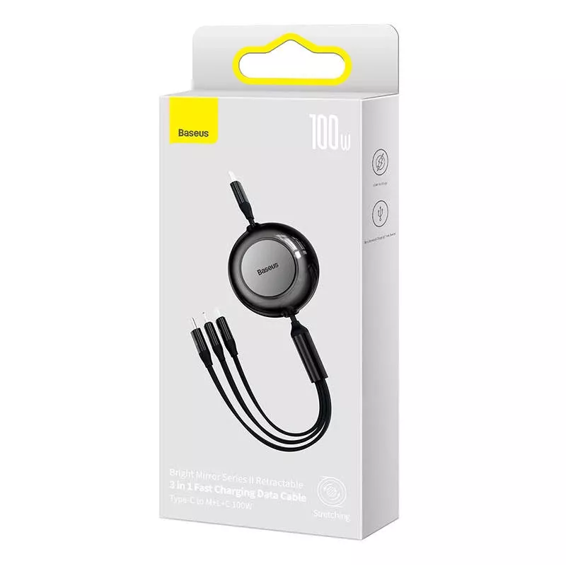 USB kabelis Baseus CAMJ010201 1,1 m USB 3.2 Gen 1 USB-C Mikro USB-A Lightning melns