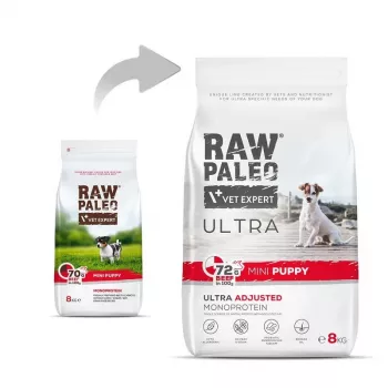 RAW PALEO Ultra Mini Puppy Beef - sausā barība mazo šķirņu kucēniem - 8 kg