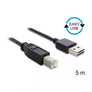 USB kabelis DeLOCK 85553 USB 2.0 5m USB A USB B Melns