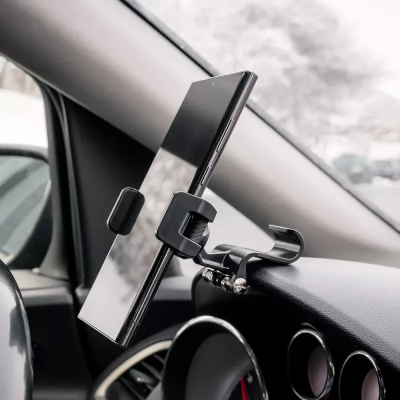 Telefona turētājs Tellur TLL171261 — universāls, kompakts, regulējama leņķa auto un galda stiprinājums, melns