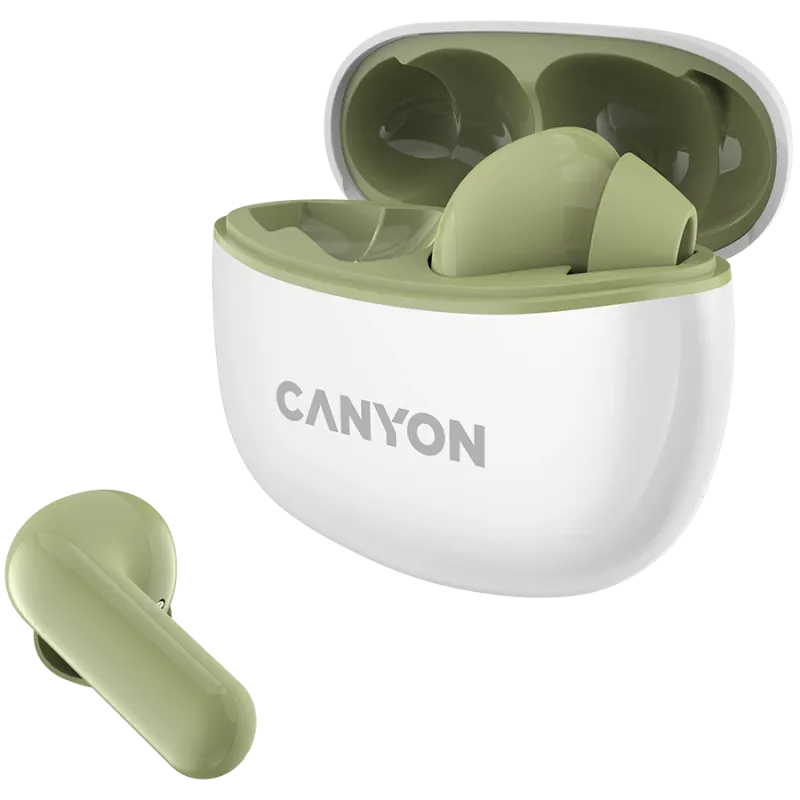 CANYON TWS-5 austiņas, zaļas, Bluetooth 5.3, skārienjutīga vadība, uzlādes ieeja: USB-C