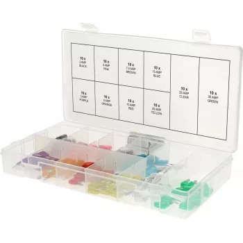 Mini drošinātāji ks tools 970.0740, diapazons 2–30 A, iepakojumā 100 gab.