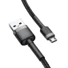 Baseus Cafule 2.4A 1m Micro USB kabelis (pelēks/melns)