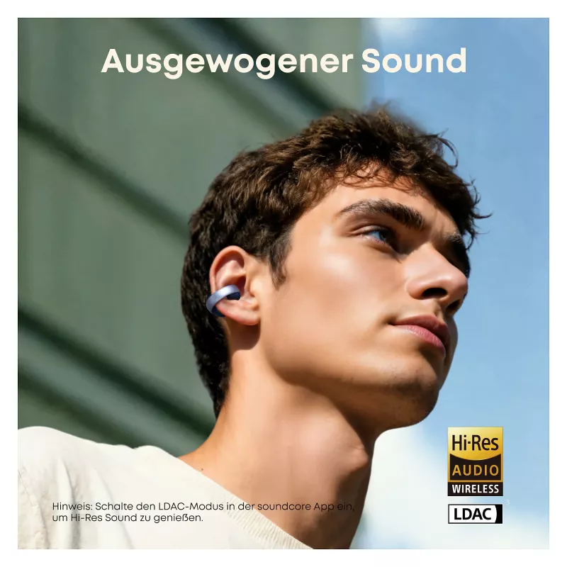 ANKER Soundcore AeroClip zils atvērtā tipa klipša tipa austiņas Hi-Res skaņa LDAC NC IP55 mākslīgā intelekta uzlaboti tālruņa zvani