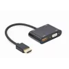 HDMI uz VGA adapteris GEMBIRD A-HDMIM-HDMIFVGAF-01, HDMI vīrišķais uz VGA izeju, 0,15 m, melns