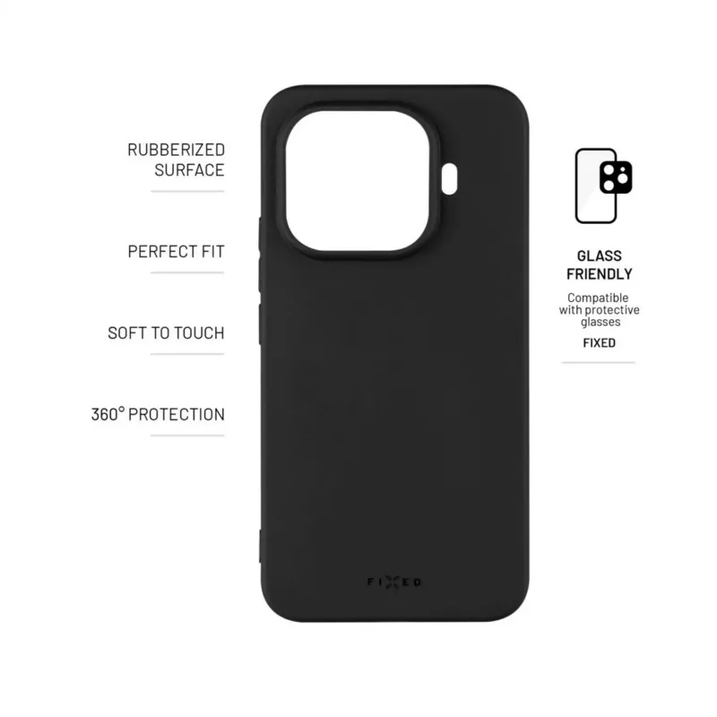 Telefona aizmugures vāciņš FIXED Xiaomi 15T Pro — gumijots melns aizsargapvalks