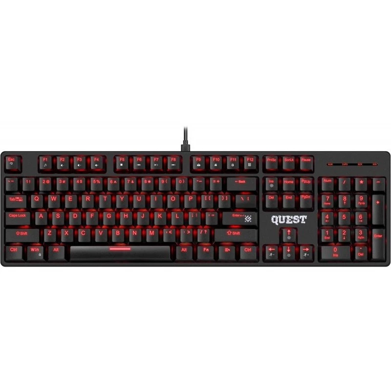 Mehāniskā tastatūra DEFENDER QUEST GK-596 — RGB fona apgaismojums, Anti-Ghosting, vadu savienojums, kompakts izkārtojums