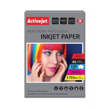 Activejet AP6-260GR100 fotopapīrs tintes printeriem; A6; 100 gab., 10x15