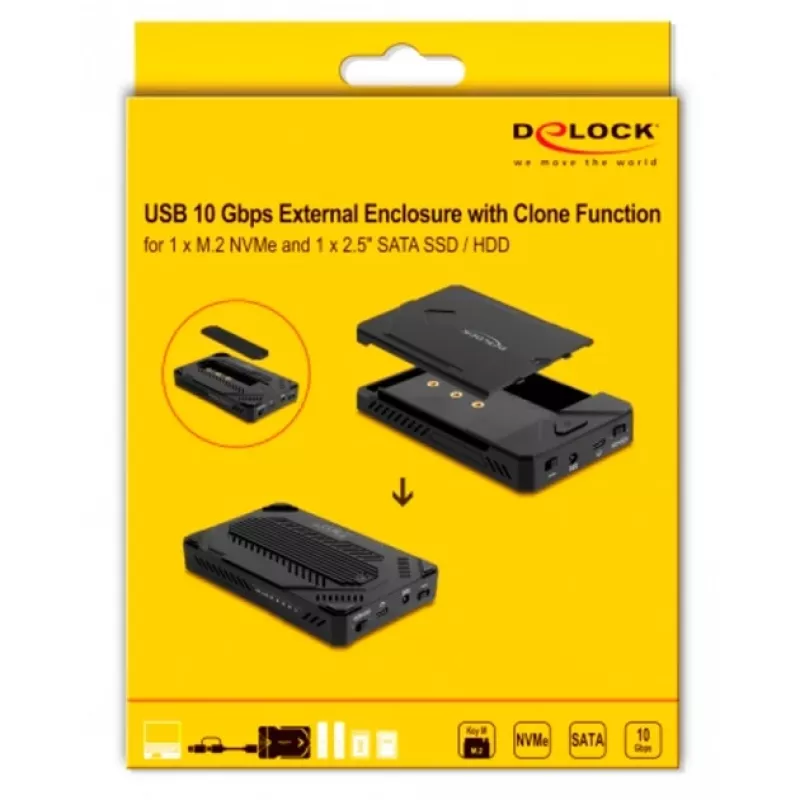 HDD/SSD korpuss DeLOCK 42020 Melns 2,5 collu USB Type-C 10 Gbit/s