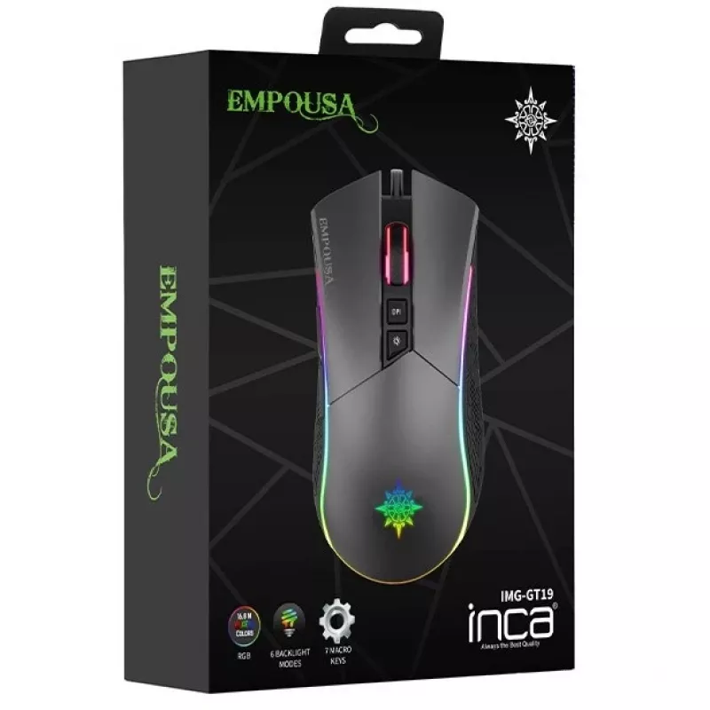 INCA Gaming Mouse IMG-GT19 4800 DPI. RGB. 7 pogas. USB. SW mazumtirdzniecība