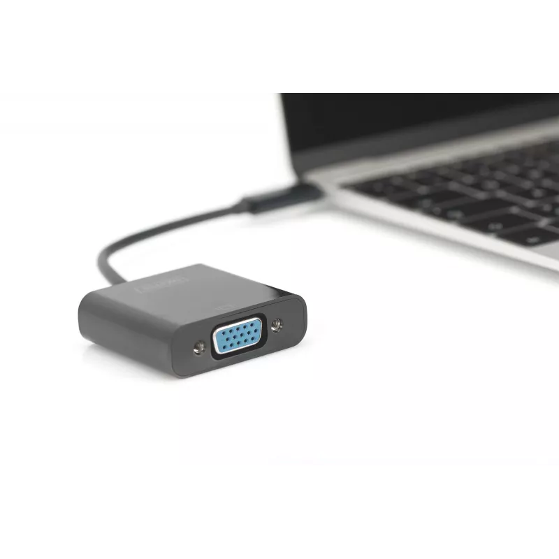 DIGITUS DA-70853 USB-C – VGA adapteris, Full HD 1080p, melnā krāsā