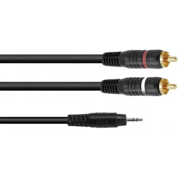 Audio adaptera kabelis Omnitronic 3,5 mm ligzda uz 2×RCA, 1 m