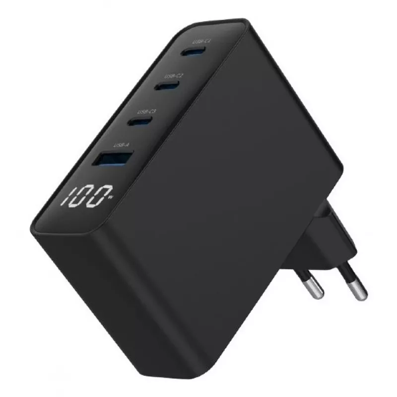 Gembird TA-UC-PDQC100LCD-01-BK mobilo ierīču lādētājs Klēpjdators, Viedtālrunis Melns Maiņstrāvas ātrā uzlāde Iekštelpām