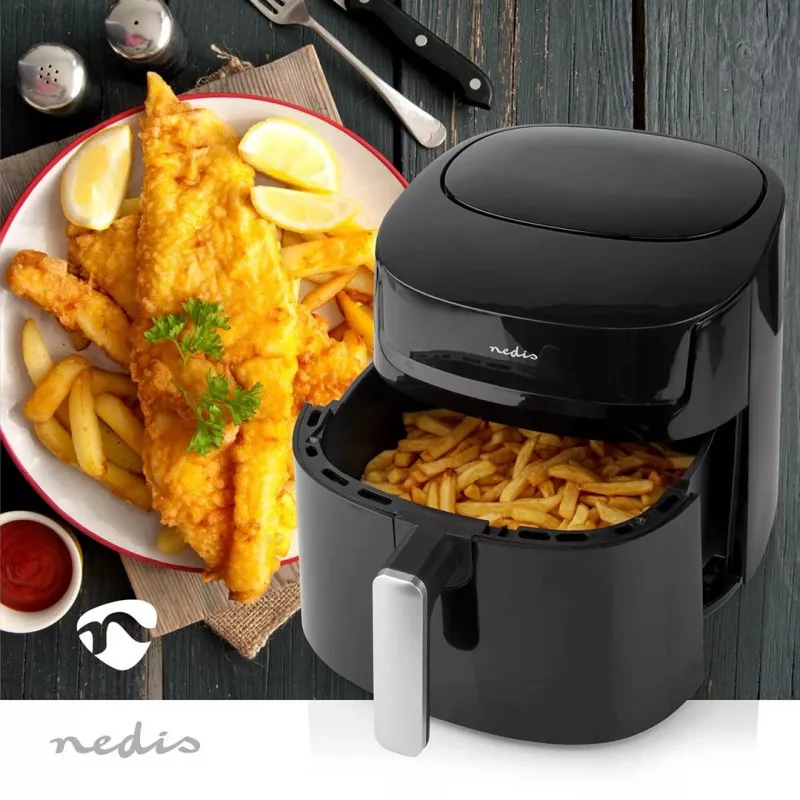 Nedis KAAF170BK fritieris Viena 7,2 L Atsevišķi stāvošs 1800 W Karstā gaisa fritieris Melns
