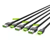 USB-C kabelis zaļa Cell KABGCSET02 1,2 m (USB A uz USB C, 2,4 A, 480 Mbps) 3-gab. komplekts ar LED fona apgaismojumu