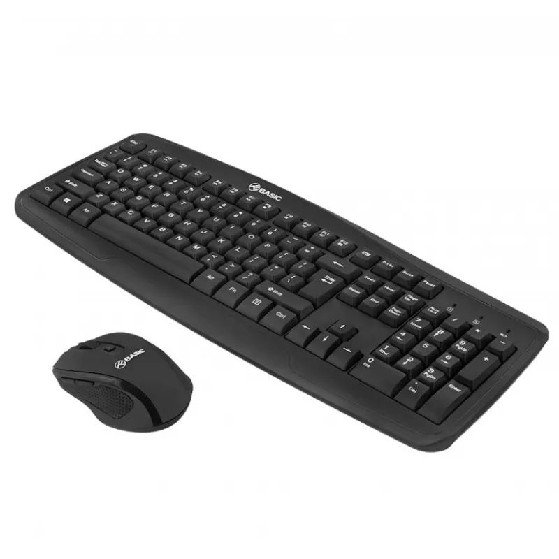 Bezvadu tastatūras un peles komplekts Tellur Basic Melns — 2,4 GHz, USB uztvērējs, kompakts izkārtojums
