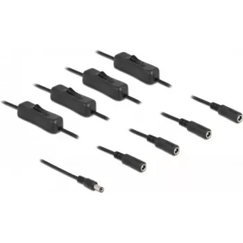 Līdzstrāvas kabelis DeLOCK 86796 5,5 x 2,1 mm tēviņš pret 4 x mātīte ar slēdzi 1 m