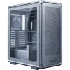 PC Midi Tower Cooler Master MasterFrame 500 Mesh — melns ar caurspīdīgu sānu, atbalsta ATX barošanas blokus, 2x200mm priekšā + 1x120mm aizmugurē, 2.5 collu/3.5 collu diski